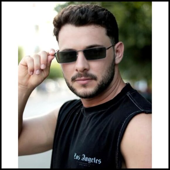 Retro Narrow Rectangle Sunglasses Y2K Minimal Chic UV400 Protection